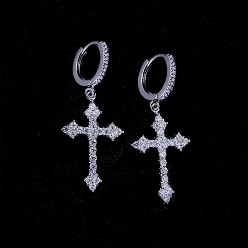 1 Pair Ig Style Cross Inlay Copper Rhinestones Gold Plated Silver Plated Drop Earrings display picture 4