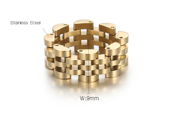 Retro Punk Solid Color Stainless Steel Polishing 18K Gold Plated Unisex Rings display picture 15