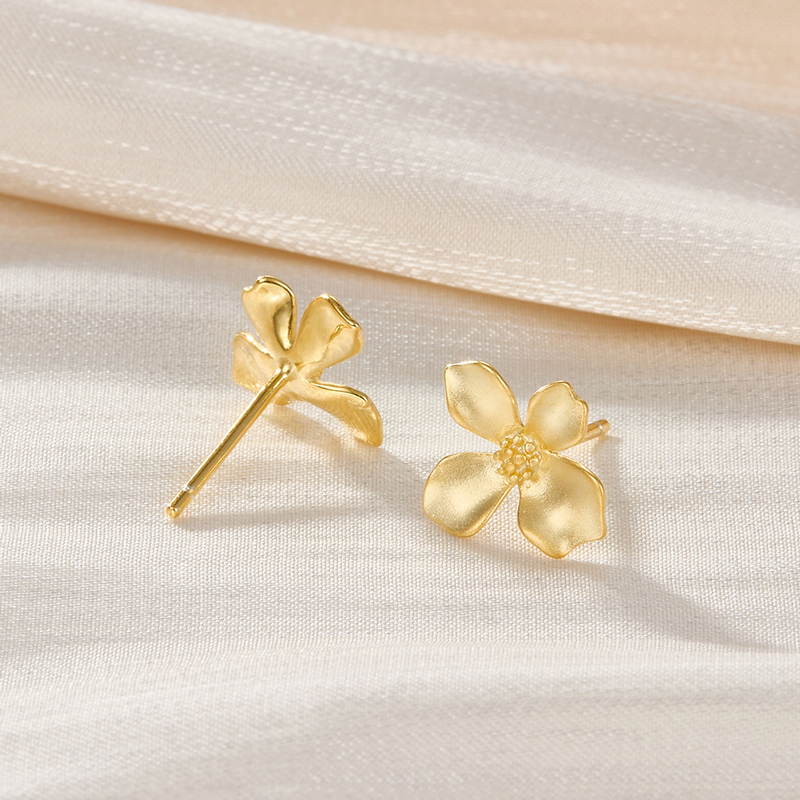 1 Pair Simple Style Petal Plating Sterling Silver Ear Studs display picture 3