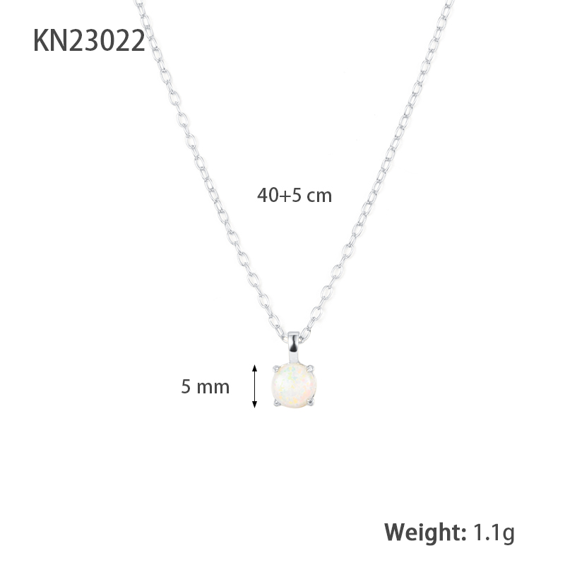 Elegant Simple Style Round Sterling Silver Plating Inlay Artificial Gemstones 18k Gold Plated White Gold Plated Pendant Necklace display picture 2