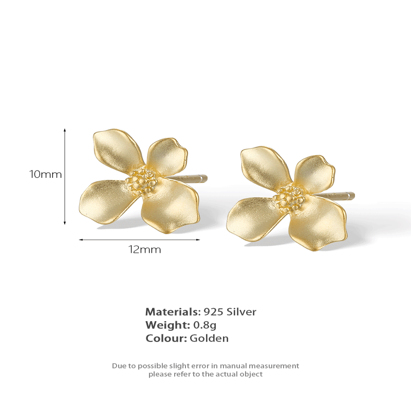 1 Pair Simple Style Petal Plating Sterling Silver Ear Studs display picture 1