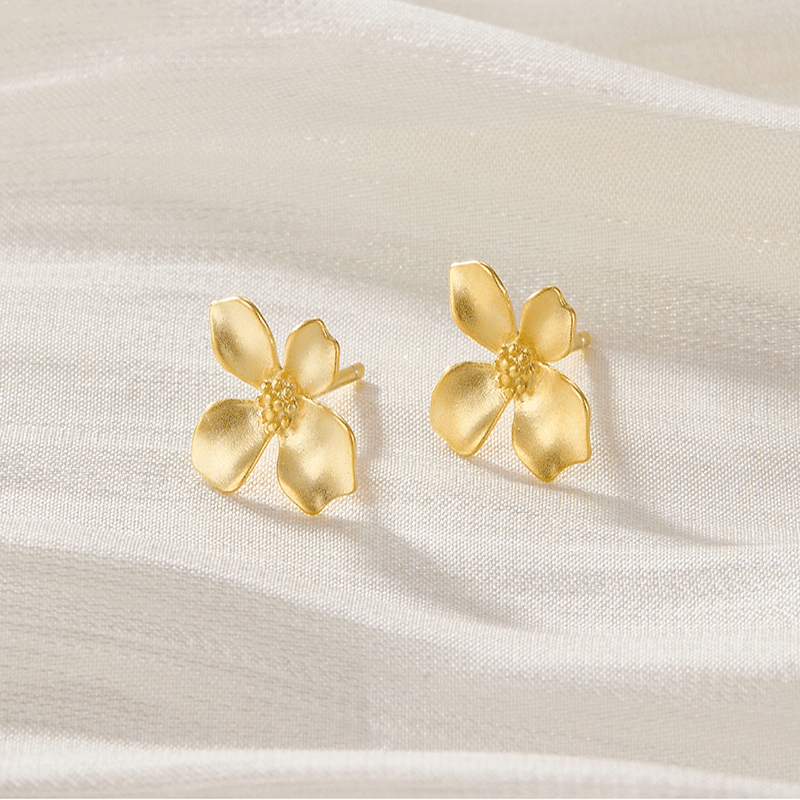 1 Pair Simple Style Petal Plating Sterling Silver Ear Studs display picture 2