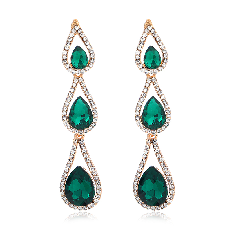 Glam Luxurious Lady Water Droplets Alloy Inlay Rhinestones Women's Drop Earrings display picture 3