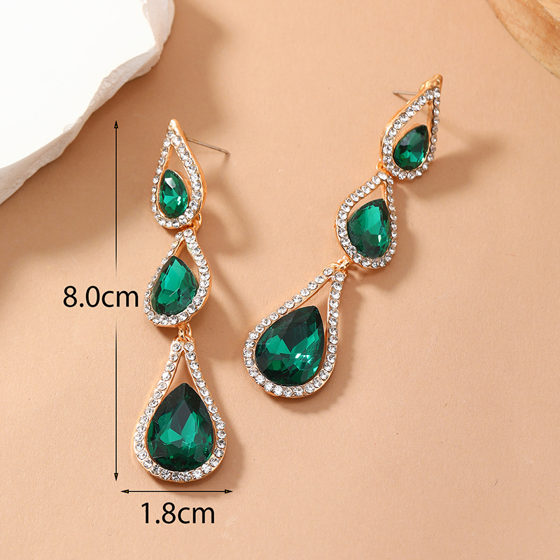 Glam Luxurious Lady Water Droplets Alloy Inlay Rhinestones Women's Drop Earrings display picture 4