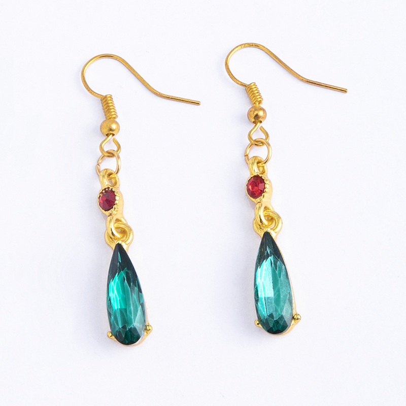 1 Pair Retro Japanese Style French Style Water Droplets Inlay Alloy Artificial Gemstones Ear Hook display picture 4