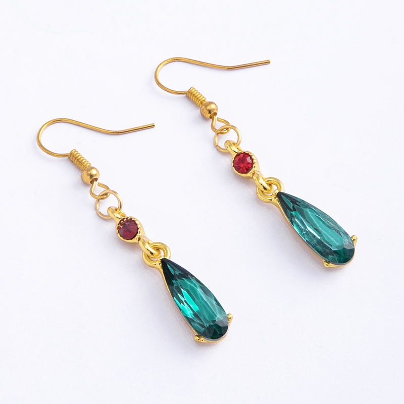 1 Pair Retro Japanese Style French Style Water Droplets Inlay Alloy Artificial Gemstones Ear Hook display picture 3