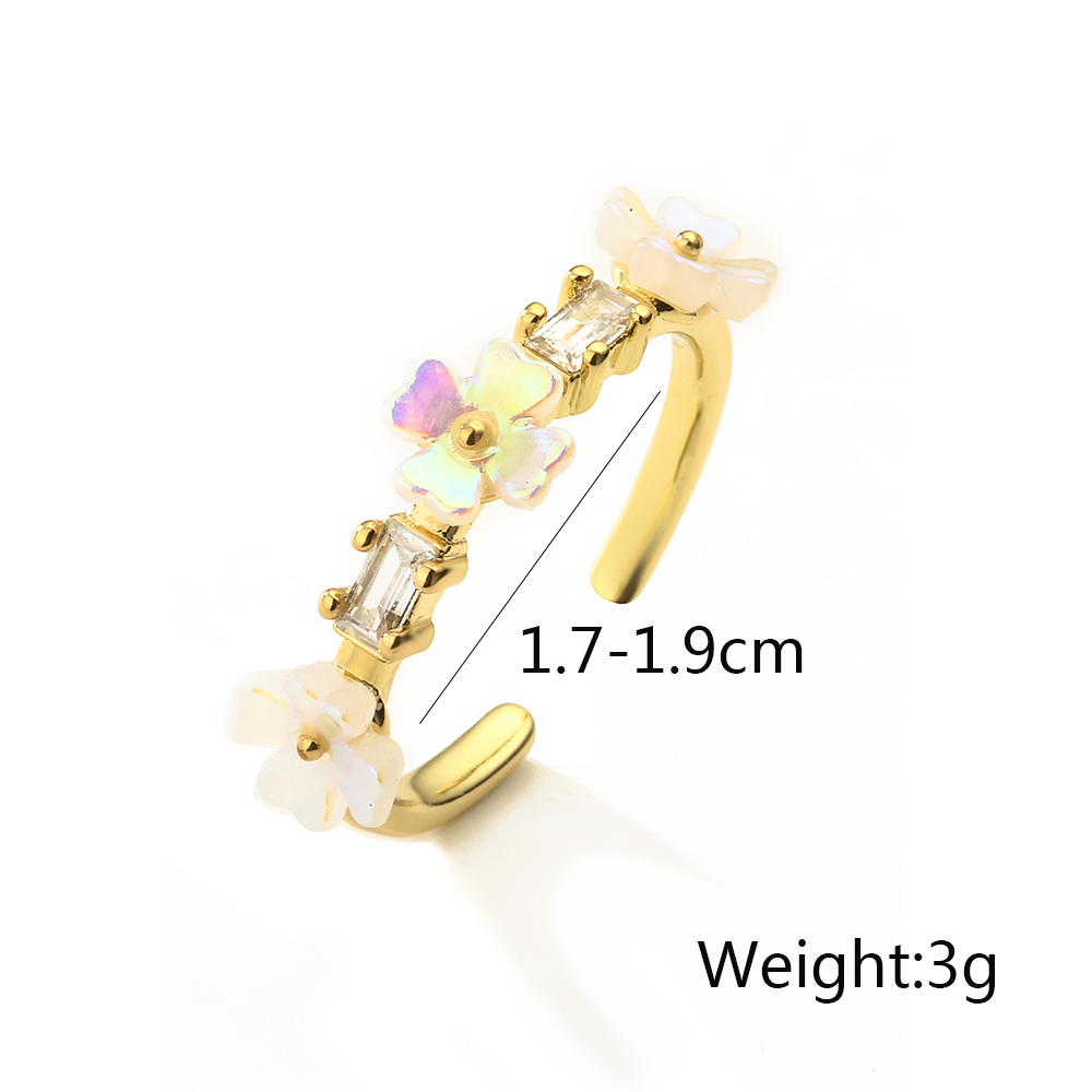 Sweet Artistic Flower Copper 18k Gold Plated Zircon Open Ring In Bulk display picture 1