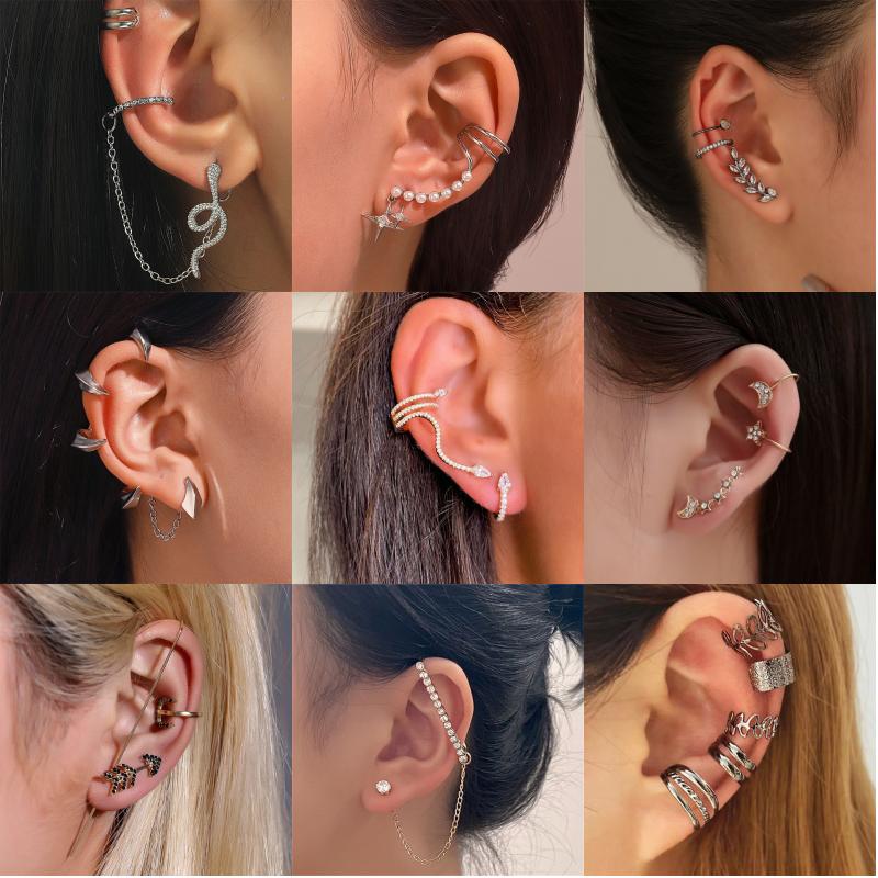 Lady Streetwear Shiny Animal Metal Copper Plating Inlay Rhinestones Pearl Zircon 18k Gold Plated Gold Plated Silver Plated Women's Ear Clips Ear Studs display picture 2