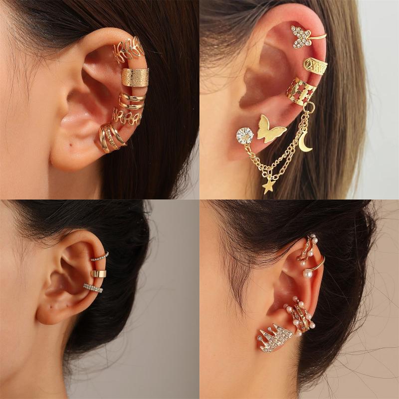 Lady Streetwear Shiny Animal Metal Copper Plating Inlay Rhinestones Pearl Zircon 18k Gold Plated Gold Plated Silver Plated Women's Ear Clips Ear Studs display picture 3