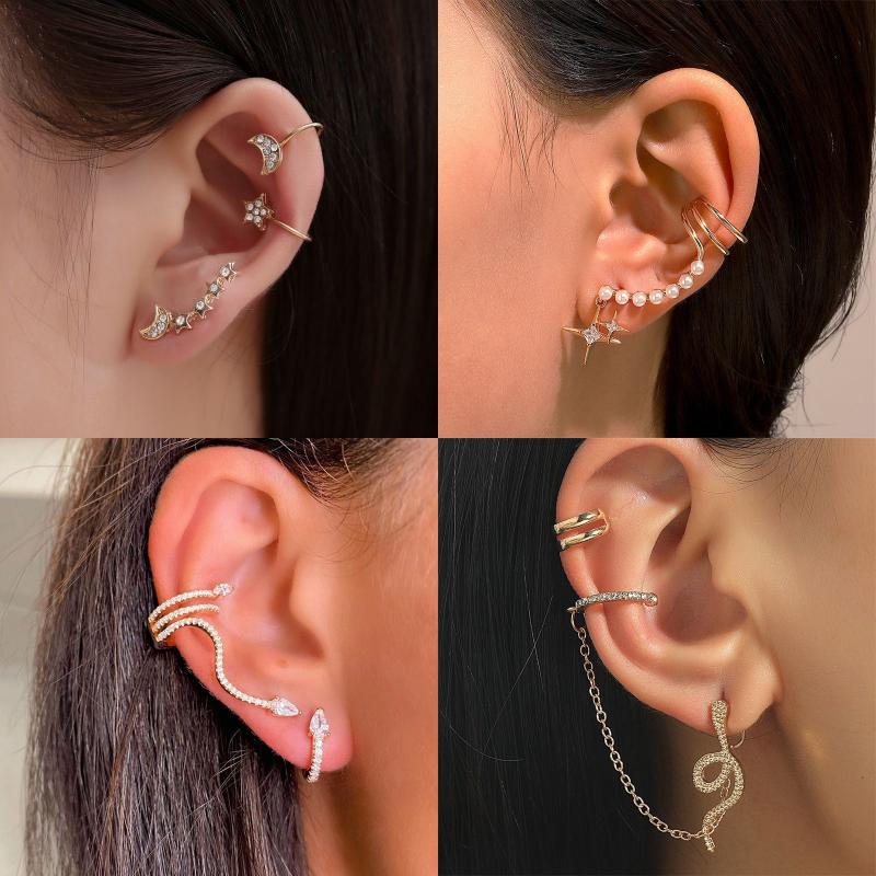 Lady Streetwear Shiny Animal Metal Copper Plating Inlay Rhinestones Pearl Zircon 18k Gold Plated Gold Plated Silver Plated Women's Ear Clips Ear Studs display picture 6