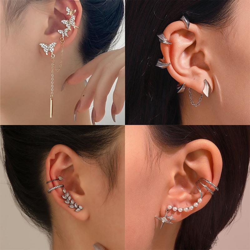 Lady Streetwear Shiny Animal Metal Copper Plating Inlay Rhinestones Pearl Zircon 18k Gold Plated Gold Plated Silver Plated Women's Ear Clips Ear Studs display picture 7