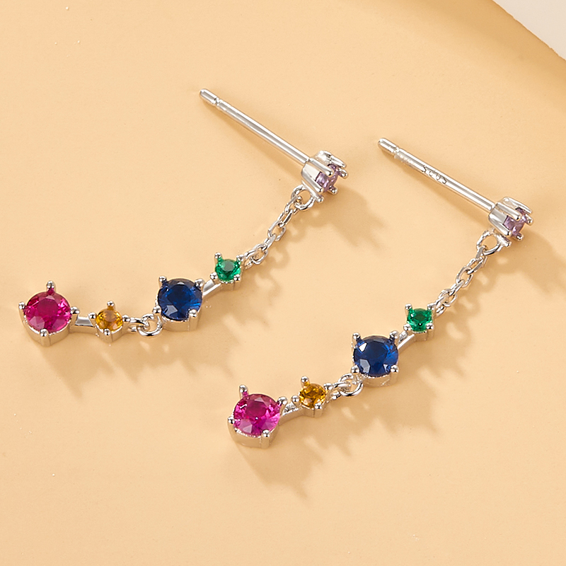 1 Pair Vintage Style Formal Oversized Colorful Plating Inlay Sterling Silver Zircon 18k Gold Plated White Gold Plated Drop Earrings display picture 4