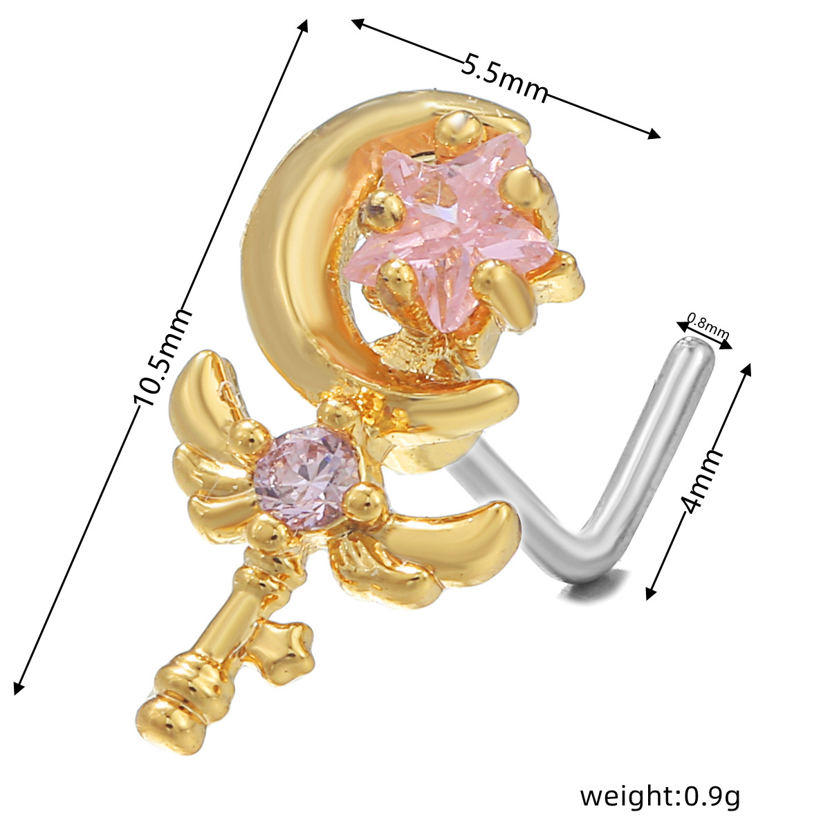 Casual Geometric Brass Plating Inlay Zircon 18k Gold Plated Nose Studs display picture 5