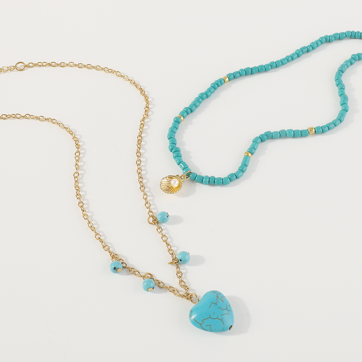 Élégant Vacances Bohémien Forme De Cœur Turquoise Perlé Incruster Collier En Couches Pendentif display picture 10