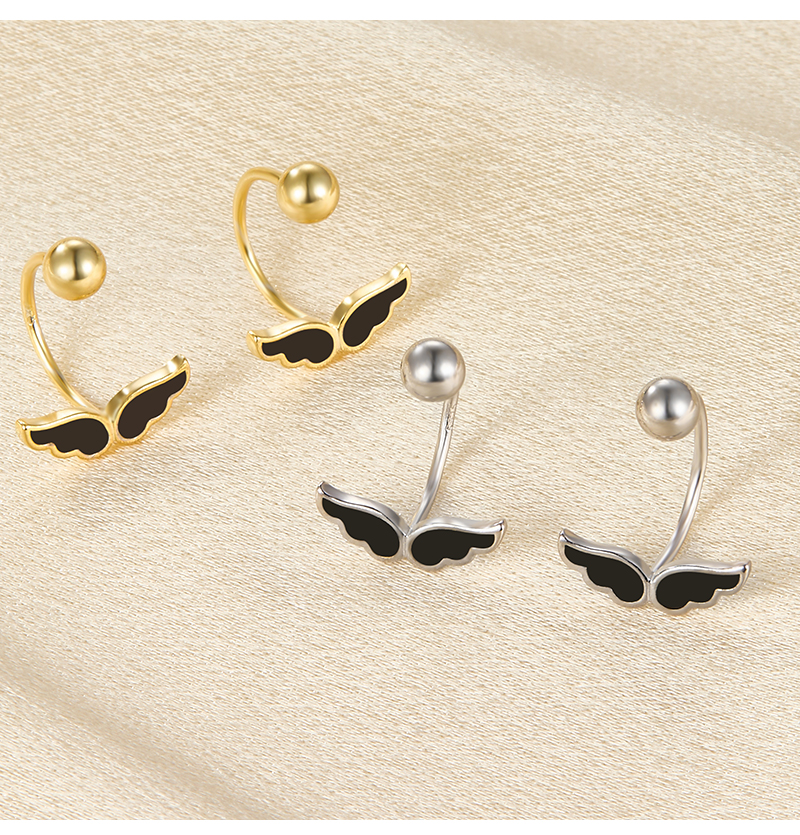 1 Pair Elegant Simple Style Wings Plating Sterling Silver 18k Gold Plated White Gold Plated Ear Studs display picture 1