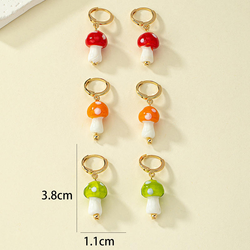 1 Pair French Style Simple Style Commute Mushroom Plating Arylic Drop Earrings display picture 4