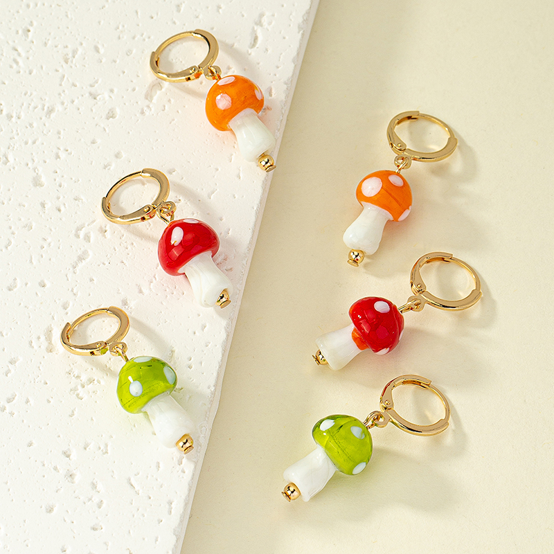 1 Pair French Style Simple Style Commute Mushroom Plating Arylic Drop Earrings display picture 6