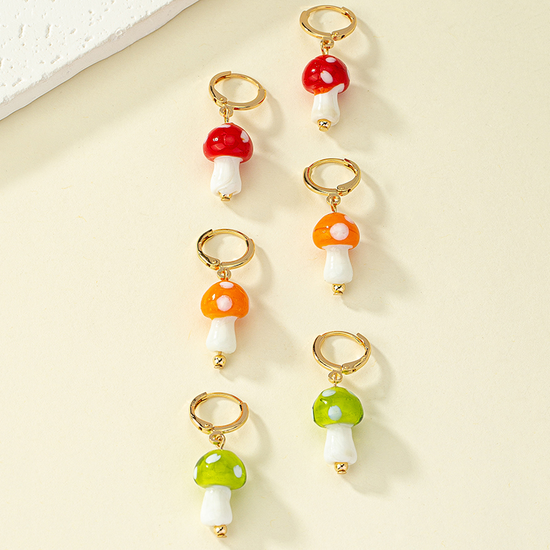 1 Pair French Style Simple Style Commute Mushroom Plating Arylic Drop Earrings display picture 1