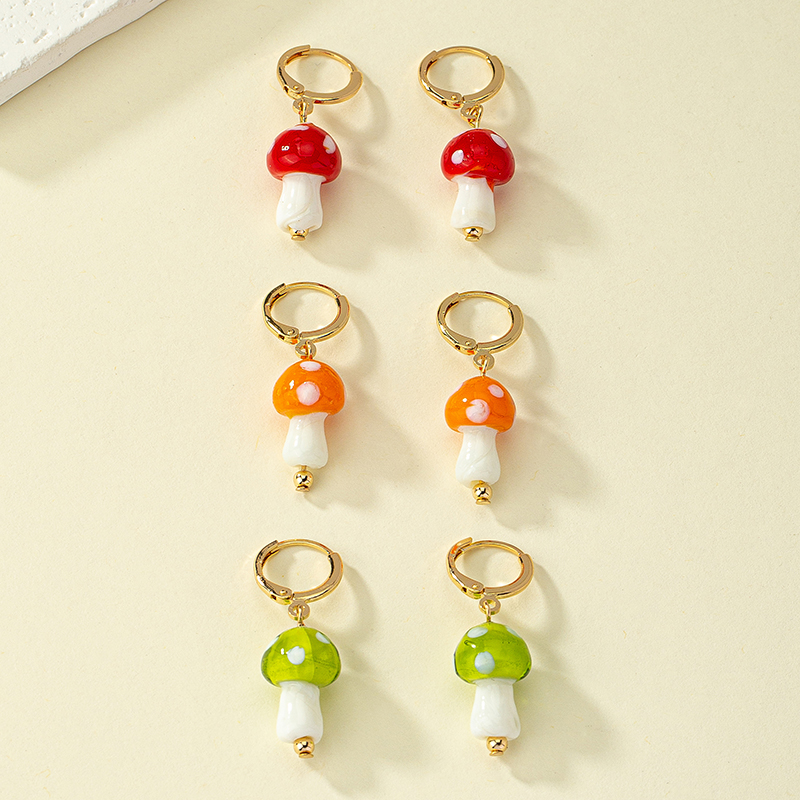 1 Pair French Style Simple Style Commute Mushroom Plating Arylic Drop Earrings display picture 3