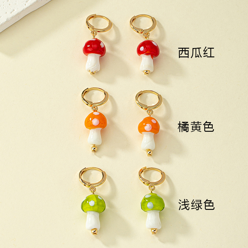 1 Pair French Style Simple Style Commute Mushroom Plating Arylic Drop Earrings display picture 5
