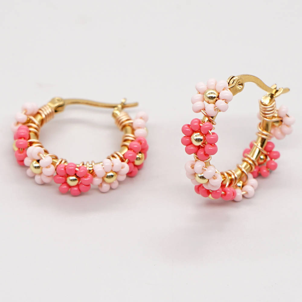 Sweet Daisy Glass Women's Hoop Earrings display picture 6