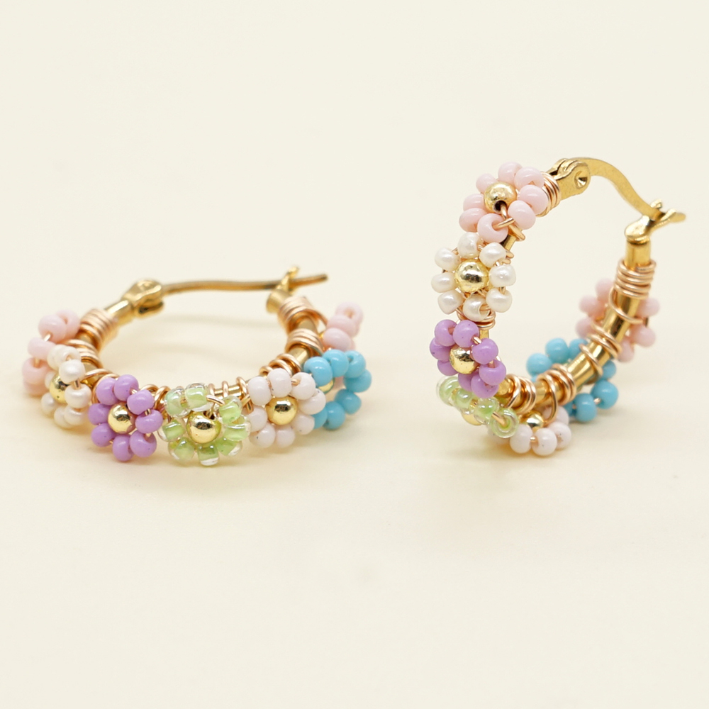 Sweet Daisy Glass Women's Hoop Earrings display picture 5