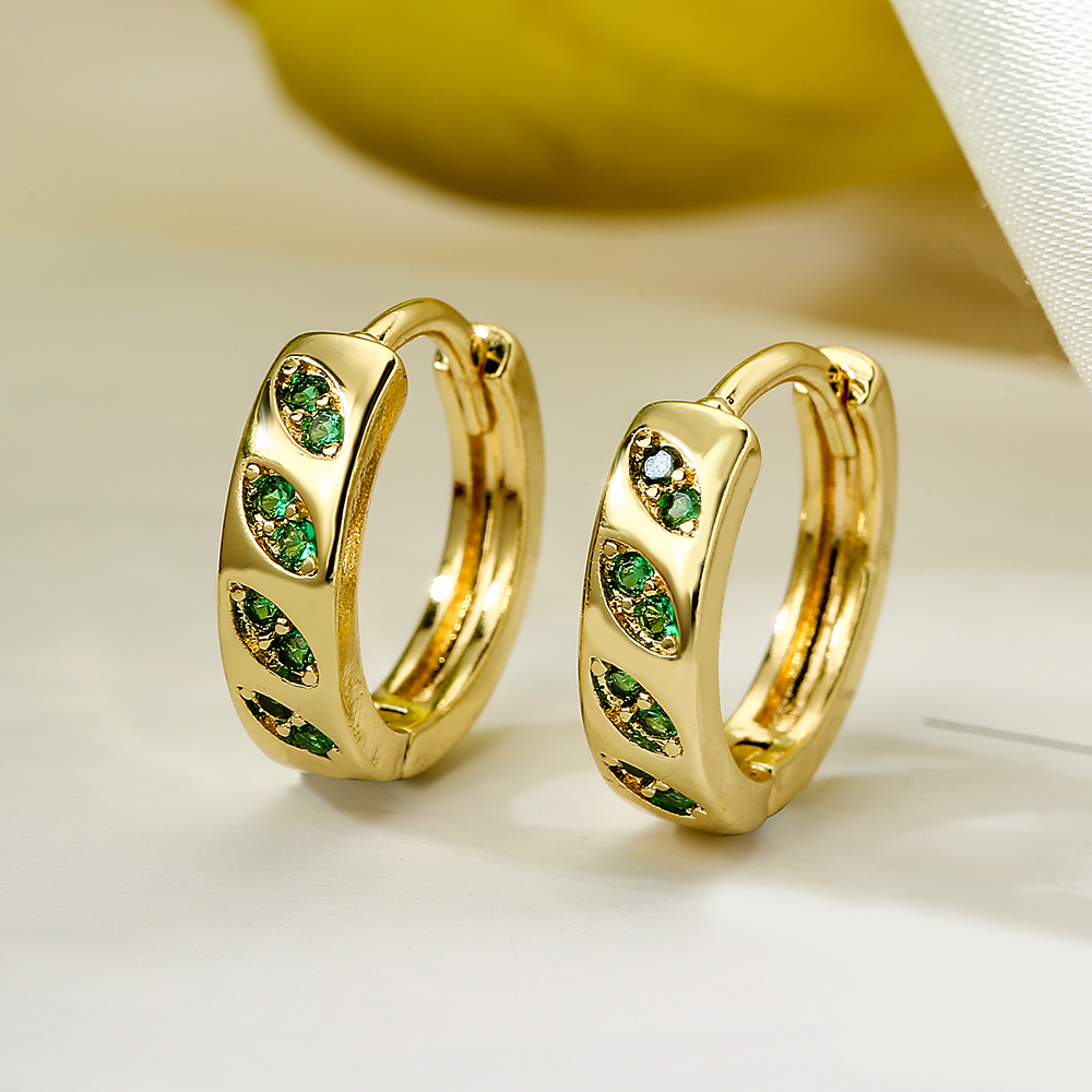 1 Pair Vintage Style Round Plating Inlay Copper Zircon 18k Gold Plated Hoop Earrings display picture 2