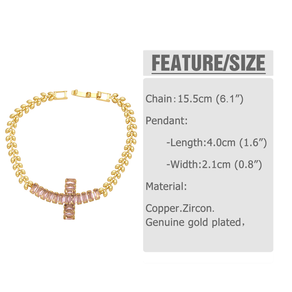 Modern Style Artistic Cross Copper Plating Inlay Zircon 18k Gold Plated Bracelets display picture 1
