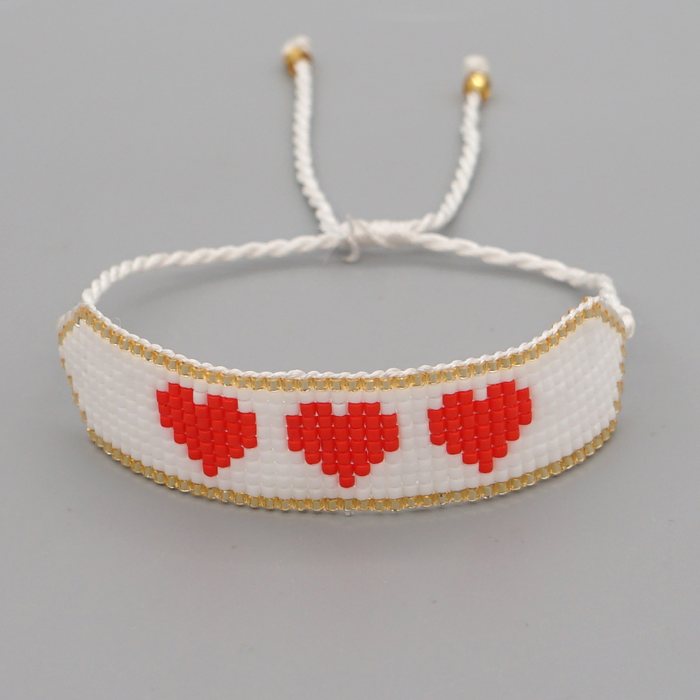 Lady Ethnic Style Heart Shape Glass Rope Knitting Women's Bracelets display picture 3