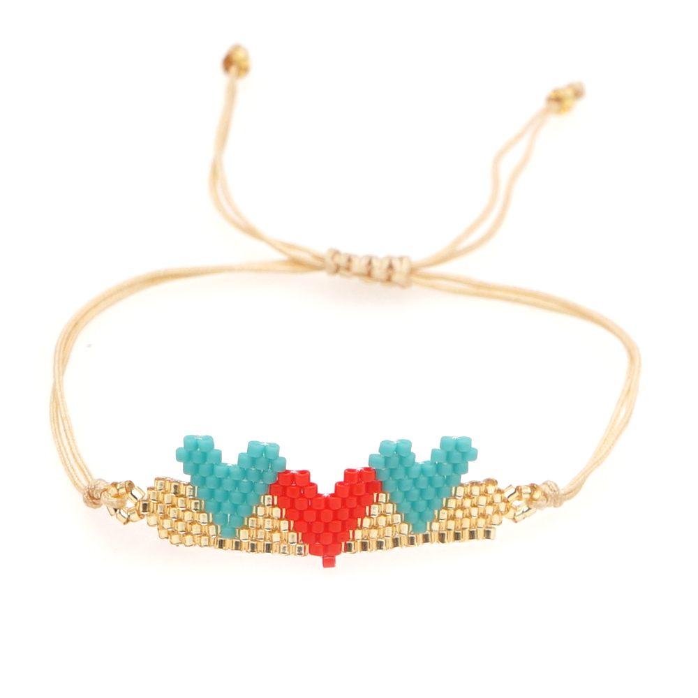Lady Ethnic Style Heart Shape Glass Rope Knitting Women's Bracelets display picture 5