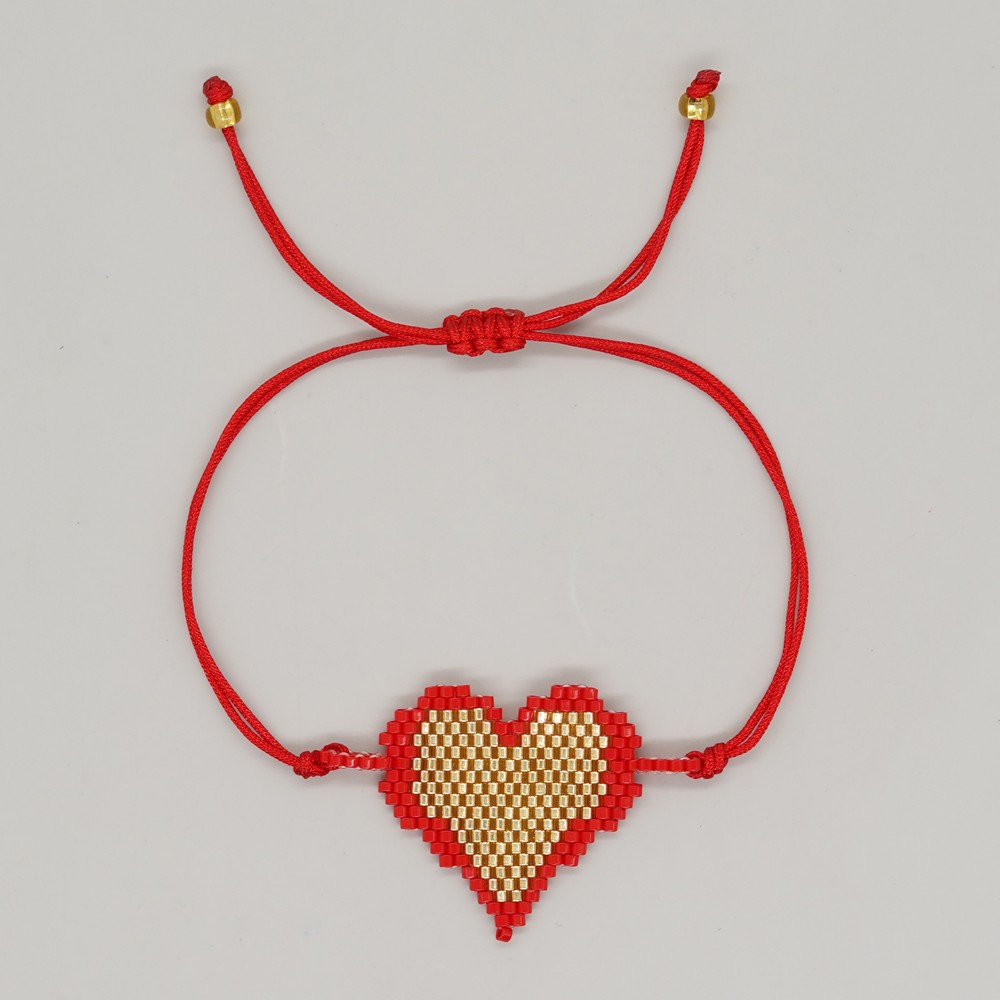 Lady Ethnic Style Heart Shape Glass Rope Knitting Women's Bracelets display picture 8