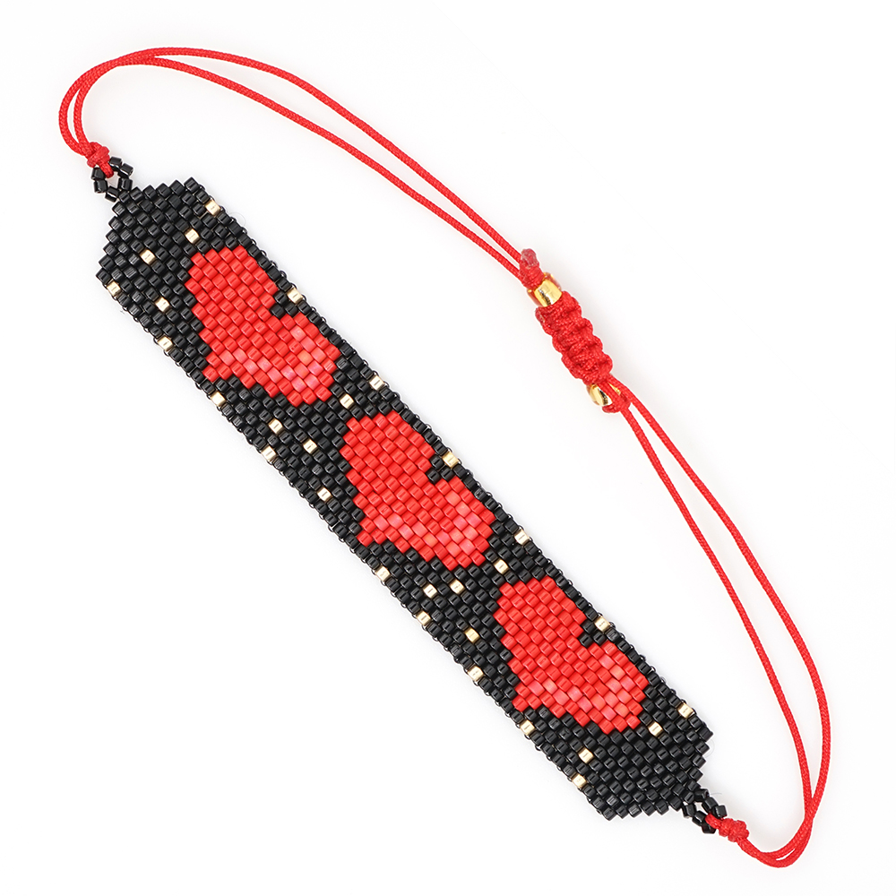 Lady Ethnic Style Heart Shape Glass Rope Knitting Women's Bracelets display picture 9