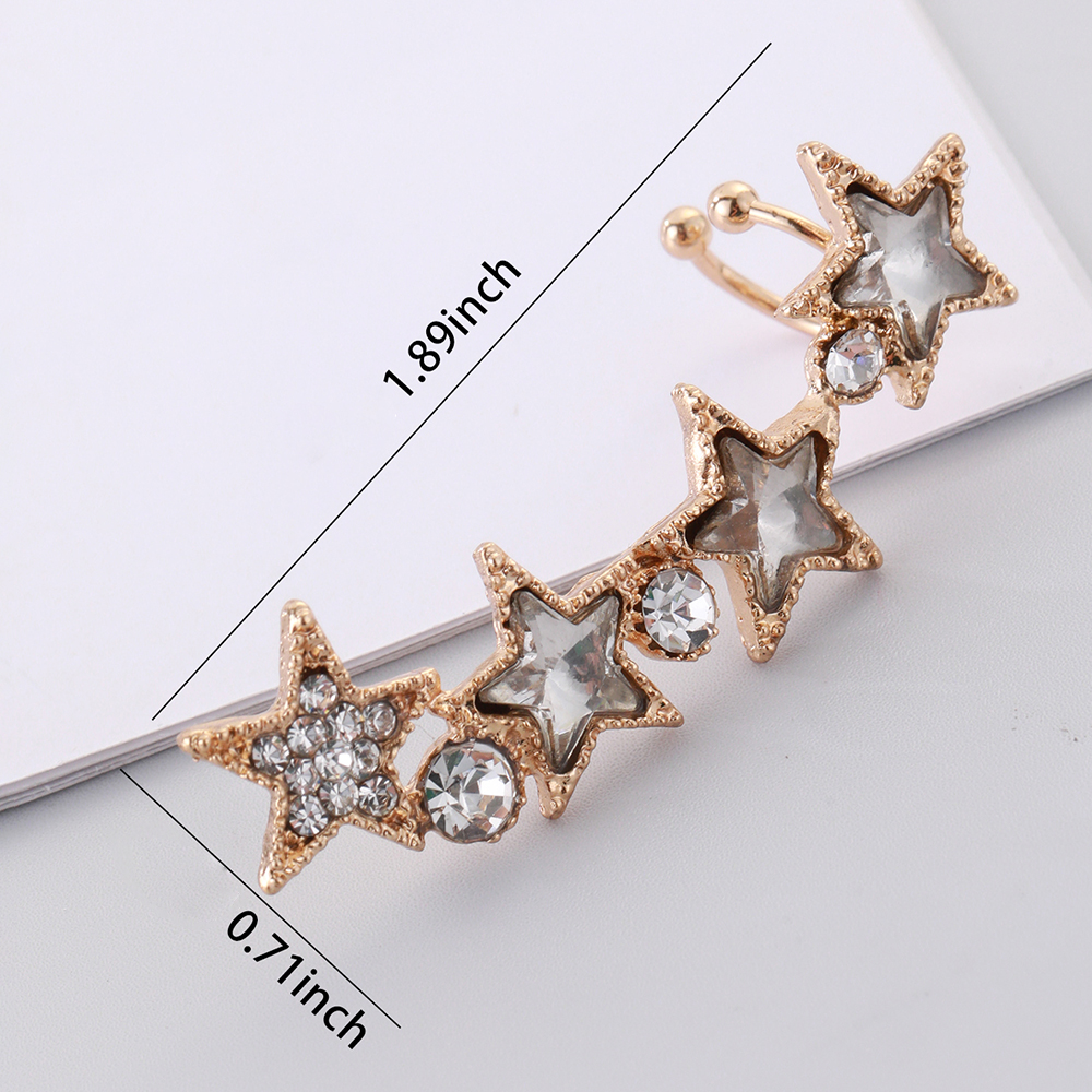 Estilo Coreano Pentagrama Aleación Embutido Diamantes De Imitación Mujeres Pinzas Para Las Orejas display picture 1