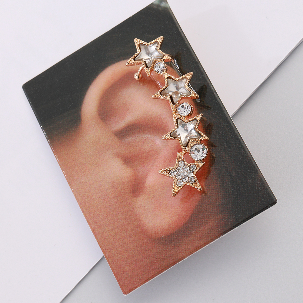 Korean Style Pentagram Alloy Inlay Rhinestones Women's Ear Clips display picture 2