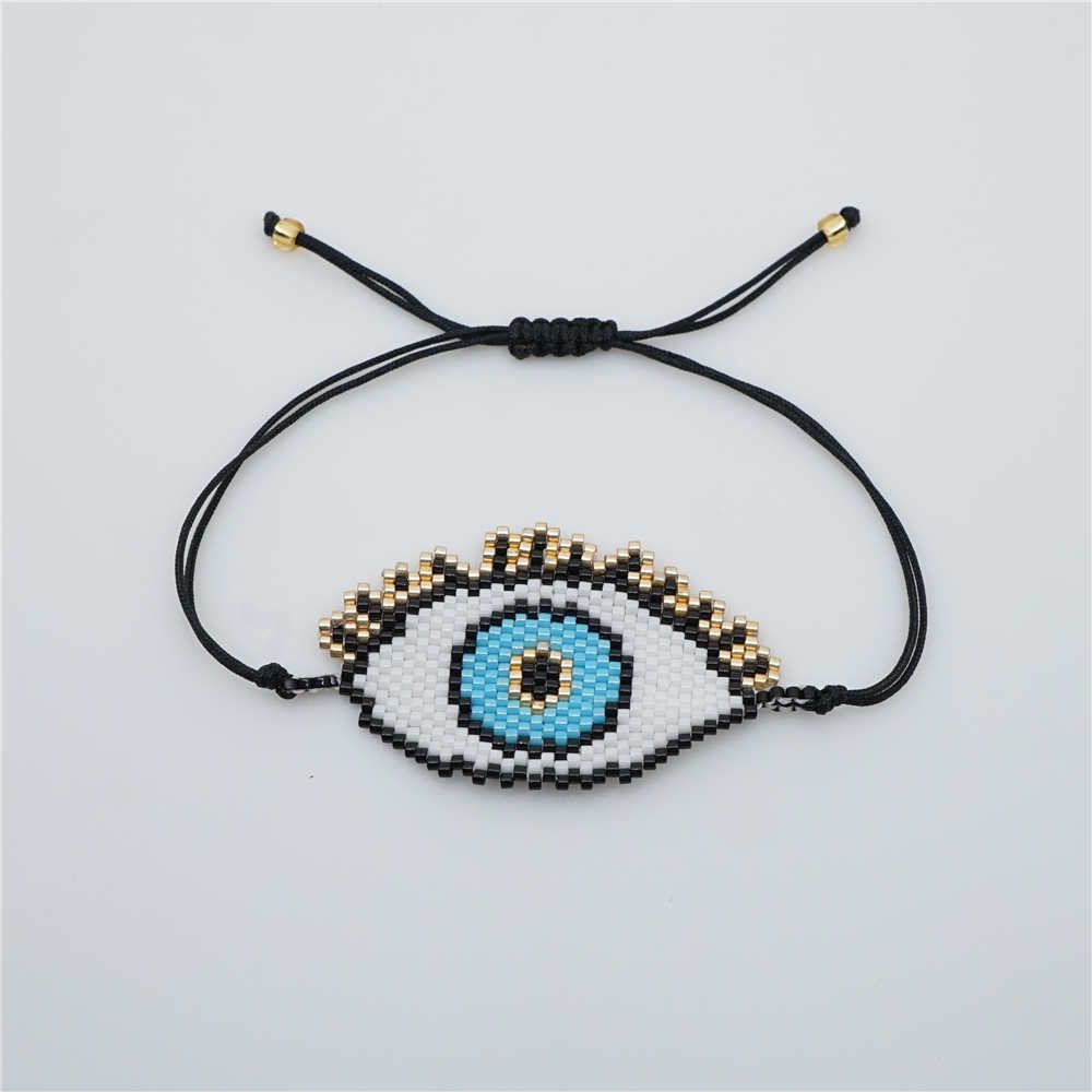 Bohemian Devil's Eye Glass Rope Knitting Unisex Bracelets display picture 2