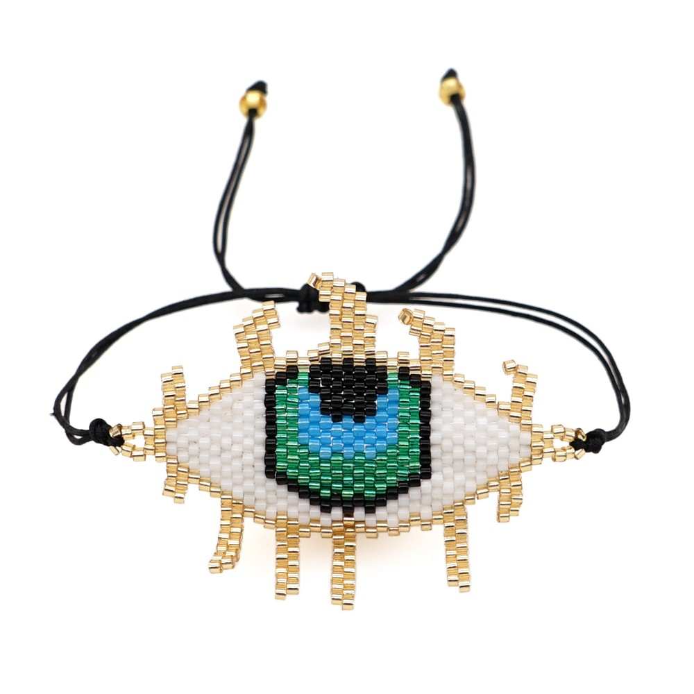 Bohemian Devil's Eye Glass Rope Knitting Unisex Bracelets display picture 6