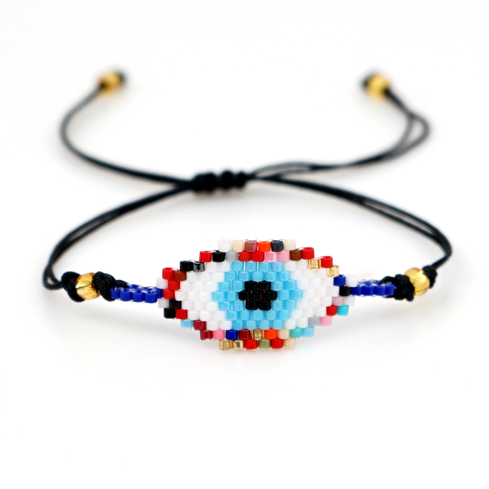 Bohemian Devil's Eye Glass Rope Knitting Unisex Bracelets display picture 7