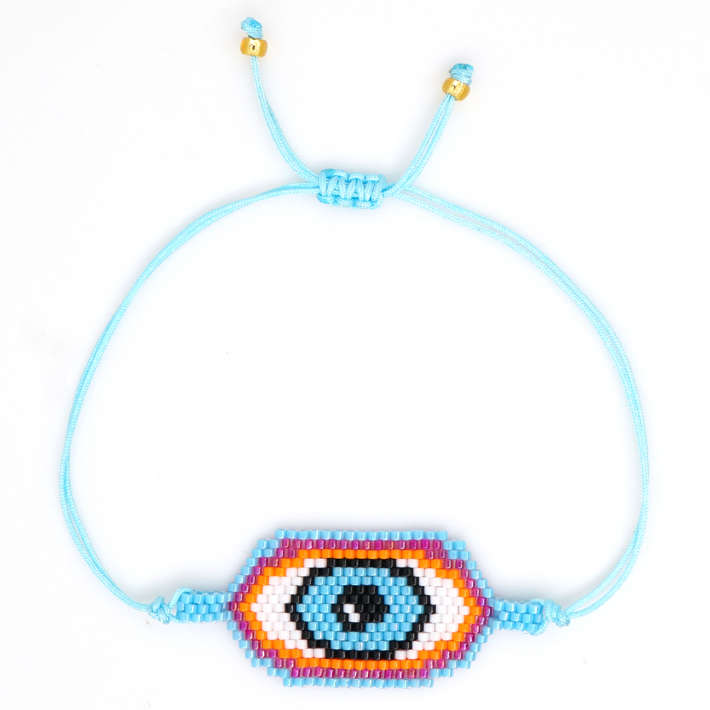 Bohemian Devil's Eye Glass Rope Knitting Unisex Bracelets display picture 9