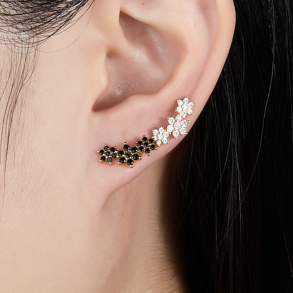 1 Pair Sweet Flower Plating Inlay Sterling Silver Zircon 18k Gold Plated White Gold Plated Ear Studs display picture 7