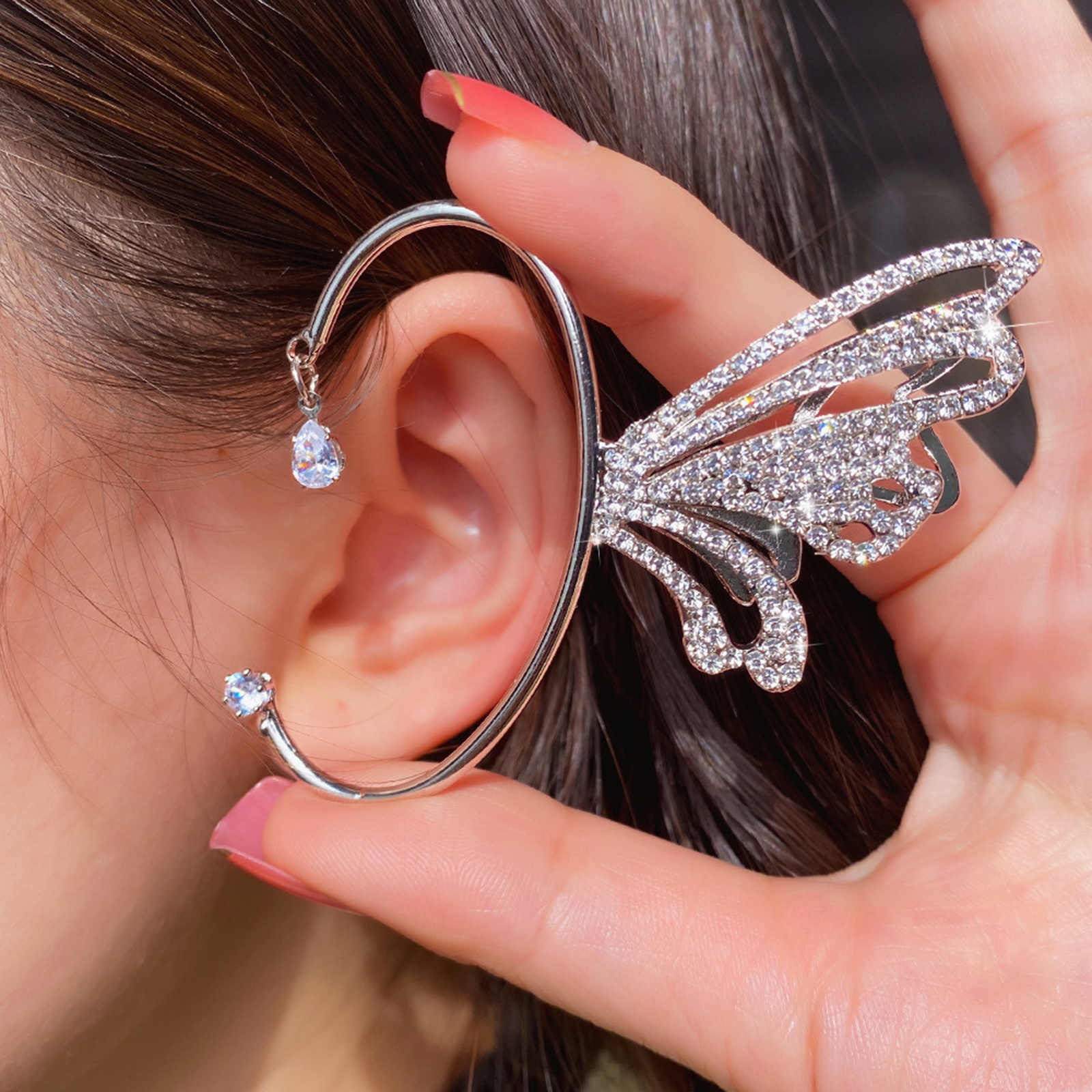 1 Piece Elegant Glam Lady Wings Butterfly Inlay Alloy Zircon Ear Clips display picture 4