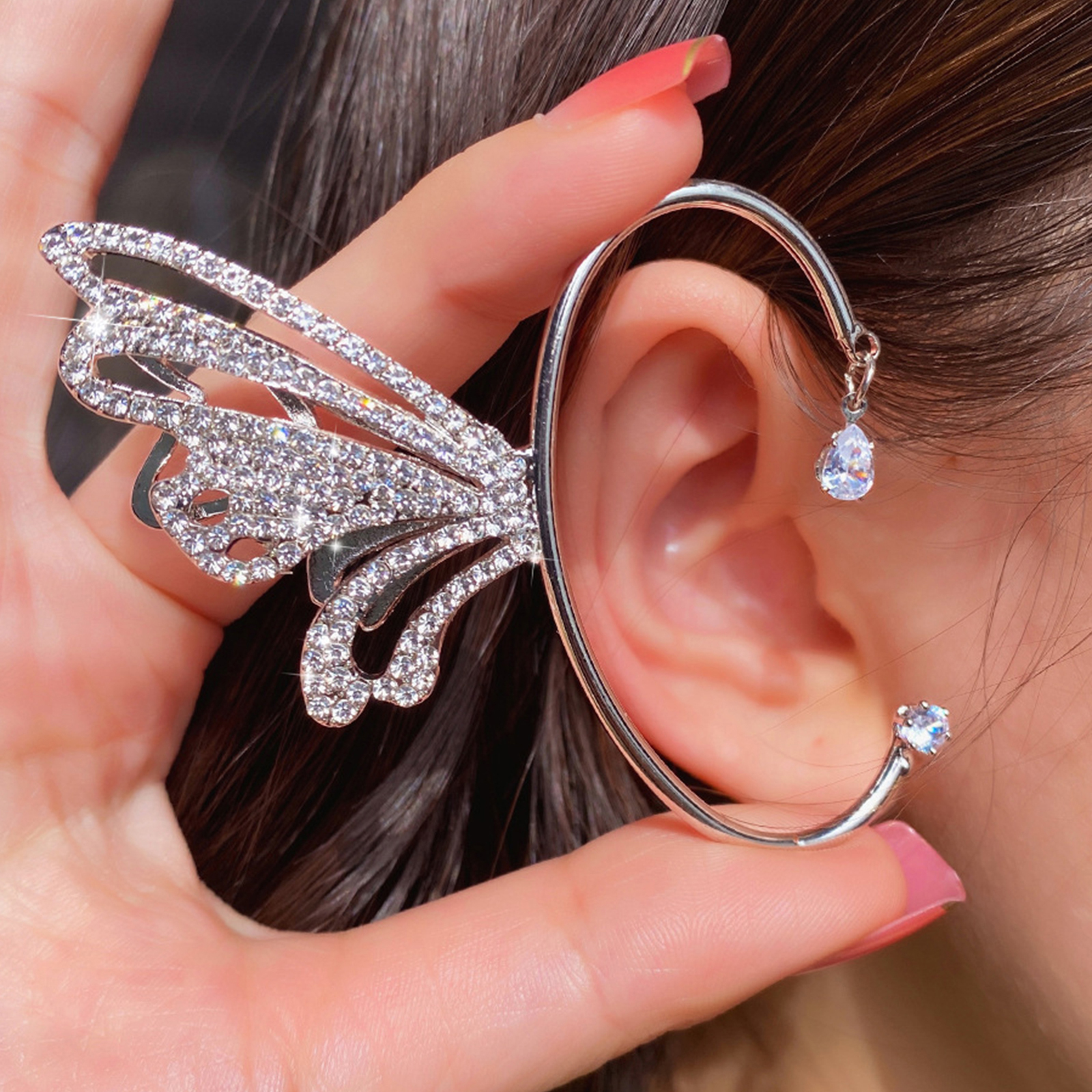 1 Piece Elegant Glam Lady Wings Butterfly Inlay Alloy Zircon Ear Clips display picture 5
