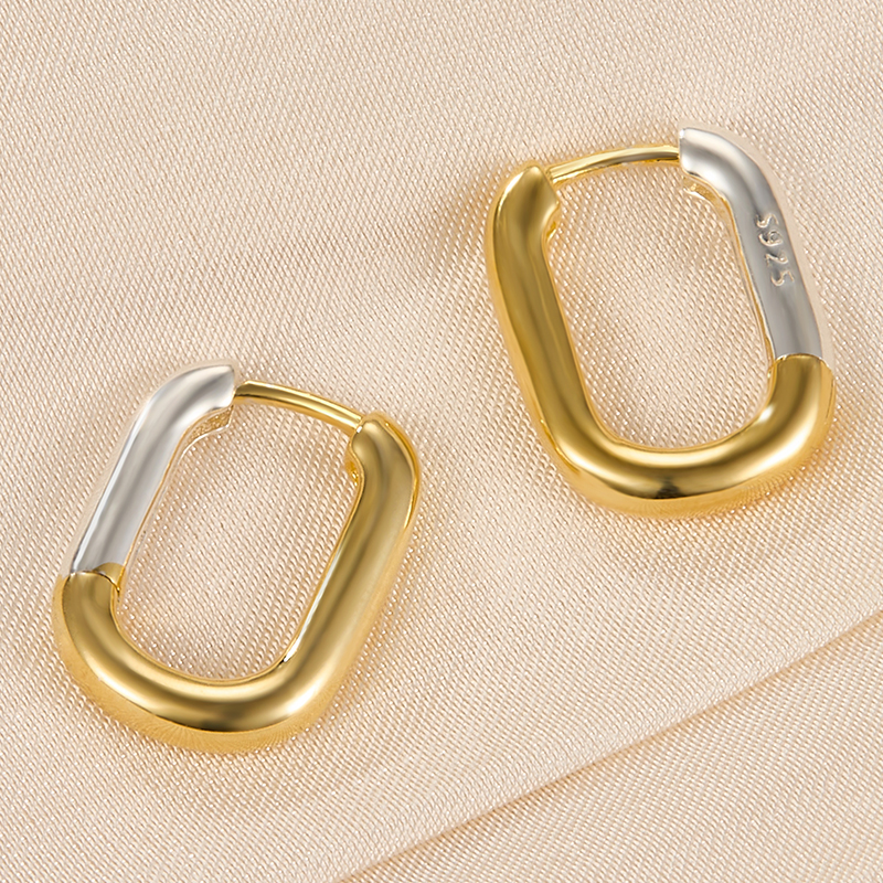 1 Pair Simple Style Commute Color Block Plating Sterling Silver 18k Gold Plated White Gold Plated Earrings display picture 4