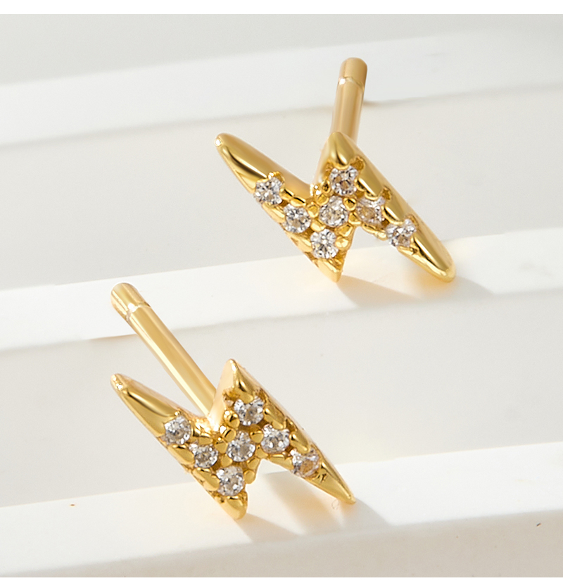 1 Pair Elegant Basic Lightning Plating Inlay Sterling Silver Zircon 18k Gold Plated Ear Studs display picture 1
