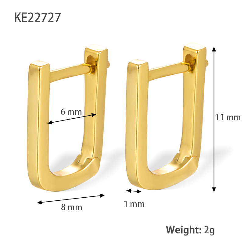 1 Pair Basic Simple Style Commute Square Plating Sterling Silver 18k Gold Plated White Gold Plated Earrings display picture 1