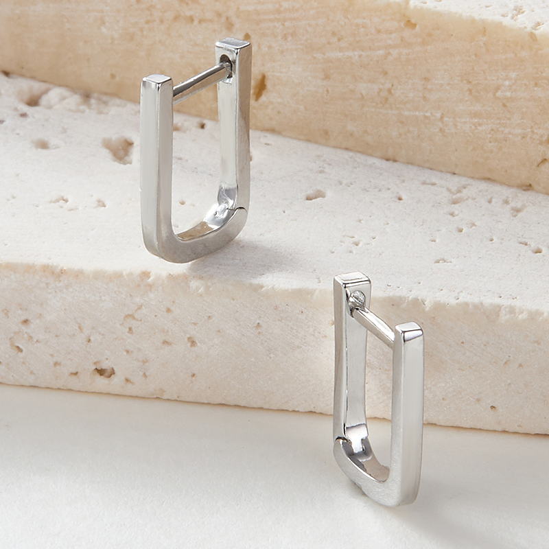 1 Pair Basic Simple Style Commute Square Plating Sterling Silver 18k Gold Plated White Gold Plated Earrings display picture 2