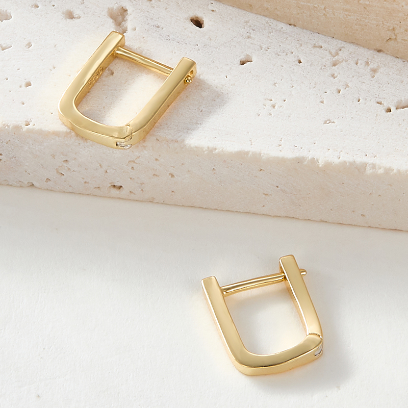 1 Pair Basic Simple Style Commute Square Plating Sterling Silver 18k Gold Plated White Gold Plated Earrings display picture 3