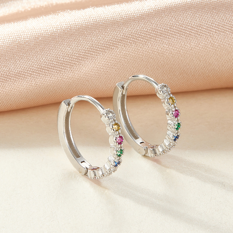 1 Pair Simple Style Classic Style Circle Plating Inlay Sterling Silver Zircon 18k Gold Plated White Gold Plated Hoop Earrings display picture 2