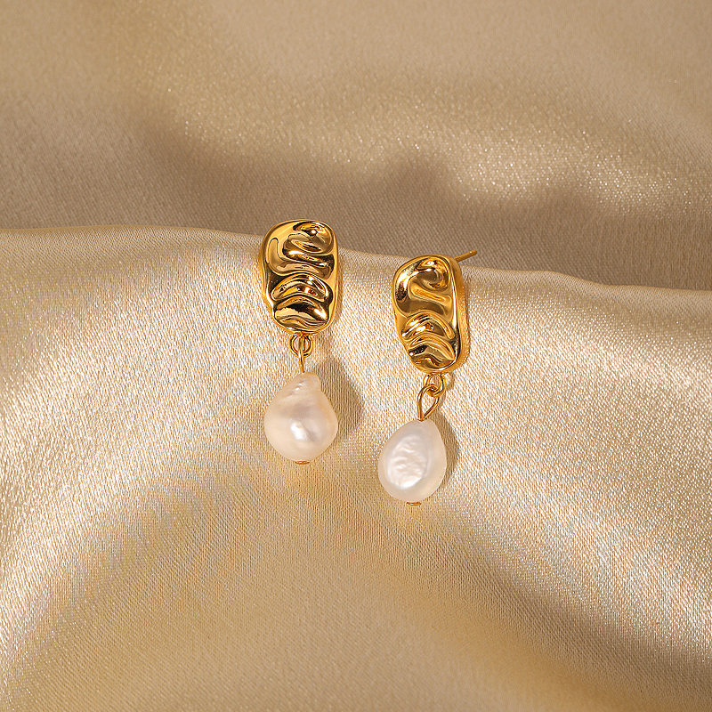 1 Paar Retro Geometrisch Überzug Inlay Kupfer Künstliche Perlen 18 Karat Vergoldet Tropfenohrringe display picture 6