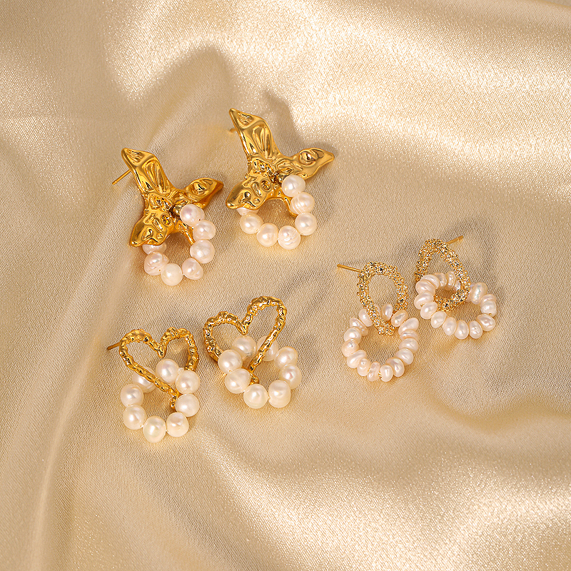 1 Paar Klassisch Retro Geometrisch Perlen Überzug Süßwasserperle Kupfer 18 Karat Vergoldet Ohrringe display picture 5