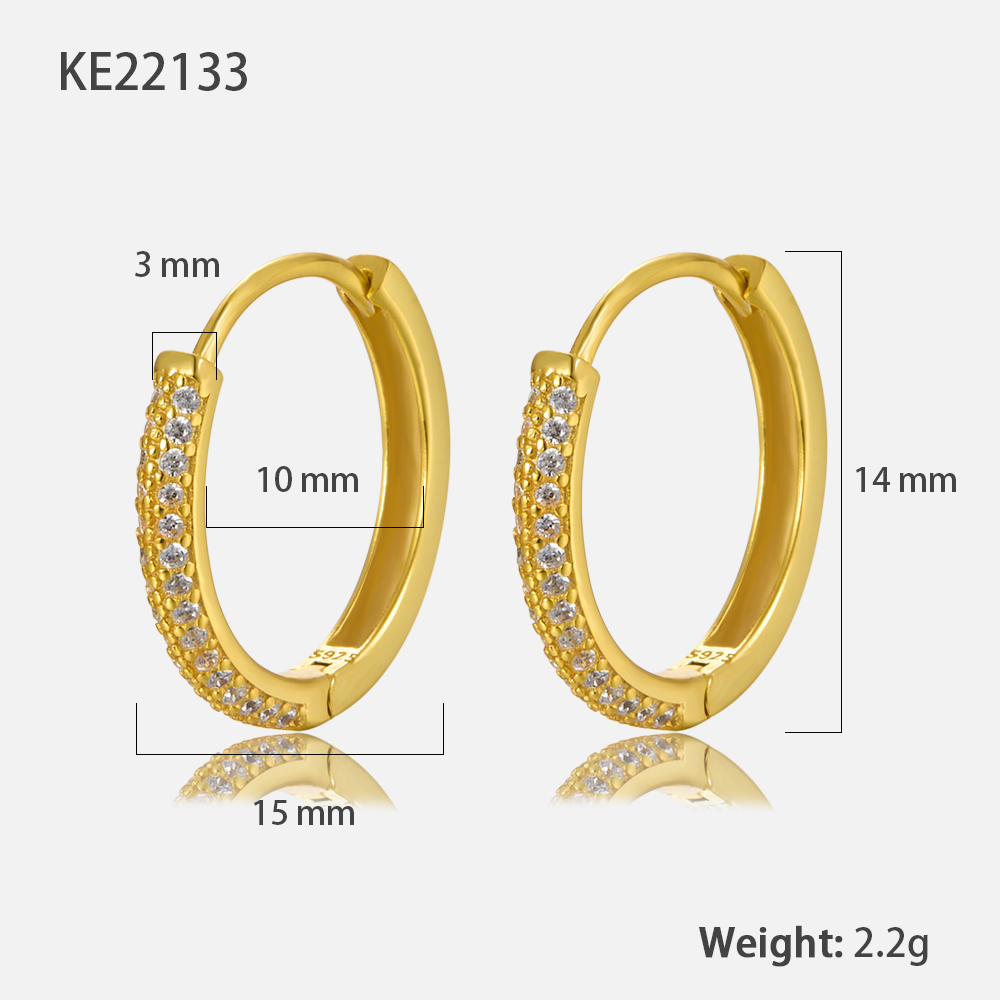 1 Pair Ig Style Simple Style Circle Plating Inlay Sterling Silver Zircon 18k Gold Plated White Gold Plated Earrings display picture 1